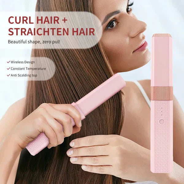 Cordless Mini Hair Straightener+ Curler USB Charging